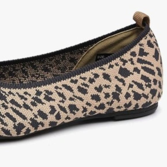 Leopard Print Pointed Toe Knit Texture Ballet Flats  NEW!! - Picture 3 of 12